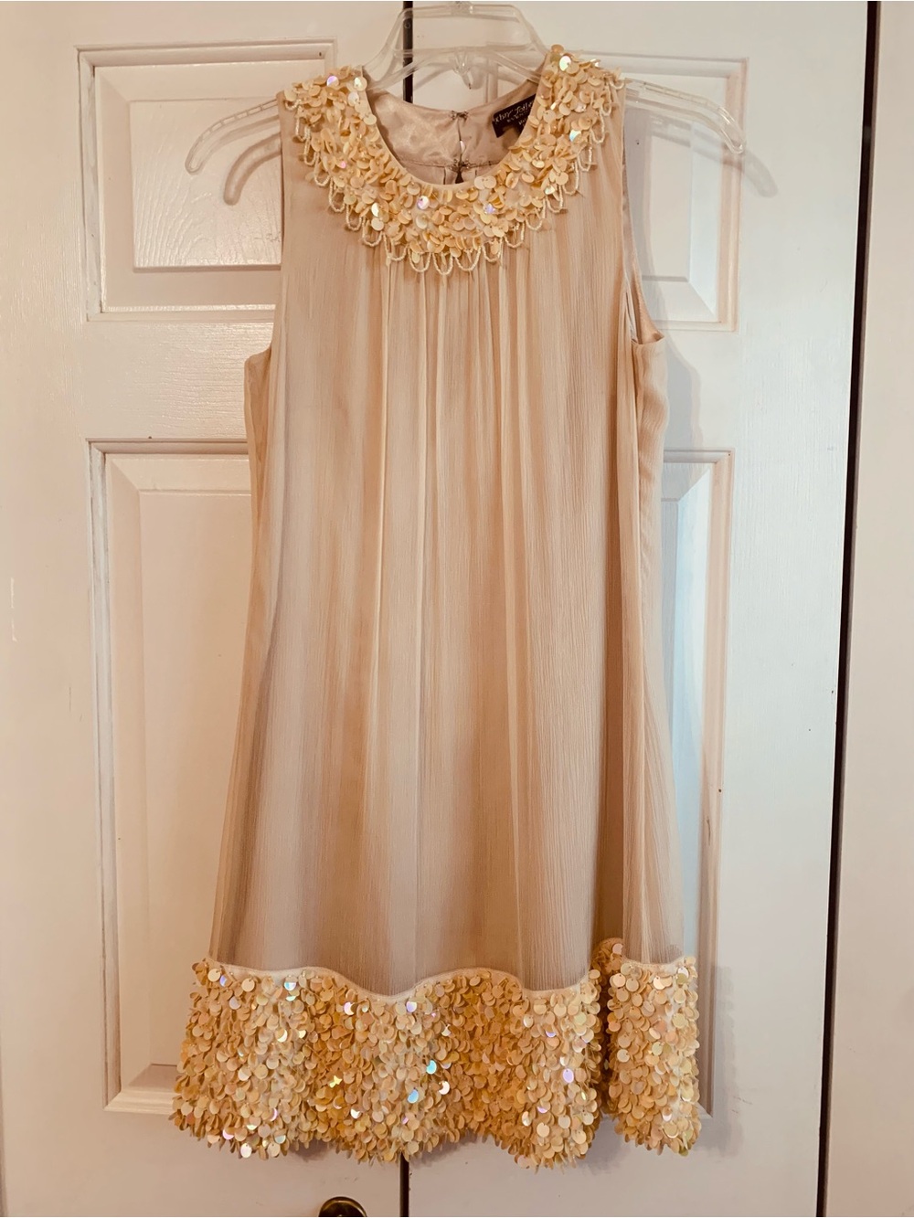 100% Silk Cream Sequin Betsy Johnson Cocktail/Party Dress